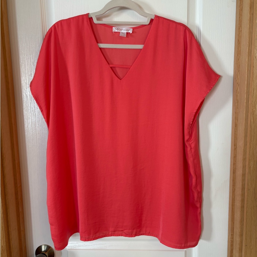 Renuar Plus Top Coral V-Neck Cap Sleeve Size XXL